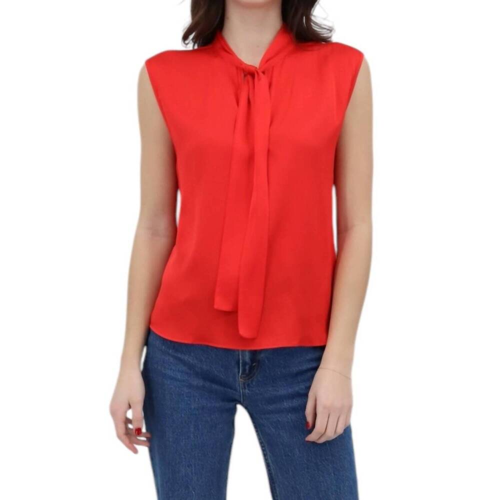NEW NOUVELLE / SILK95FIVE sunset high neck top in scarlet red